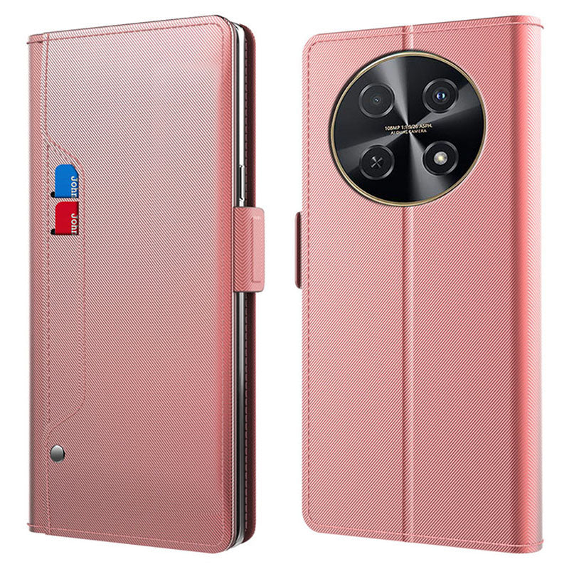 For Huawei nova 12i 4G / Enjoy 70 Pro Case Leather Drop-proof Phone Cover with Mirror and Card Slot For Huawei nova 12i 4G / Enjoy 70 Pro Case Leather Drop-proof Phone Cover with Mirror and Card Slot